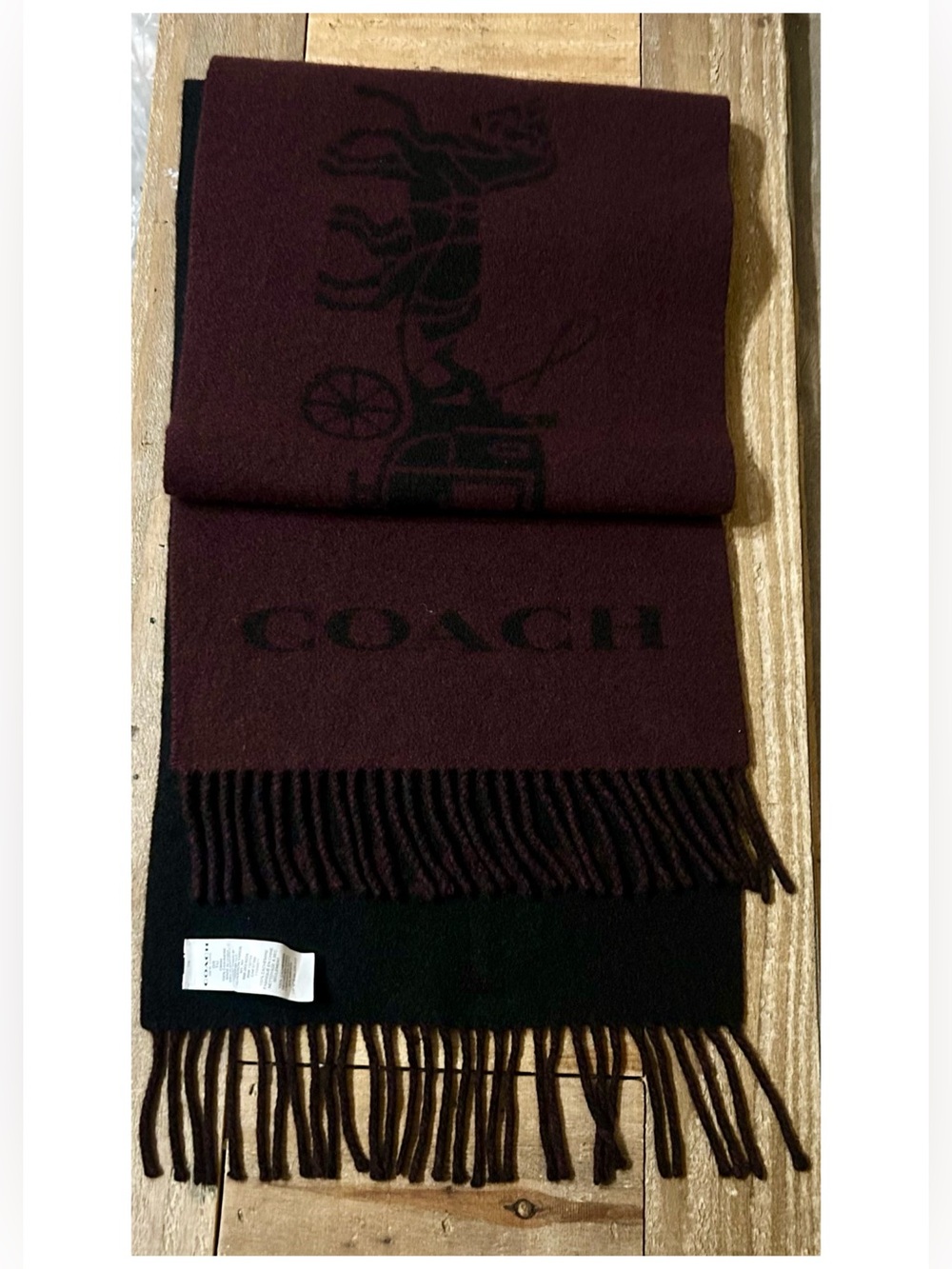 COACH Double Faced Cashmere Muffler Scarf (CB694). - Picture 2 of 12